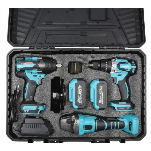 Набор аккумуляторных инструментов Grand № 3 PROF (МШУ-20BL/PRO, ДА-20/13UBL, АГ-800UBL, 2 АКБ в кейсе)