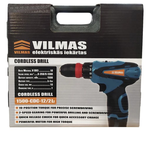 Шуруповерт аккумуляторный Vilmas 1500-CDC-12/2 Li DFR