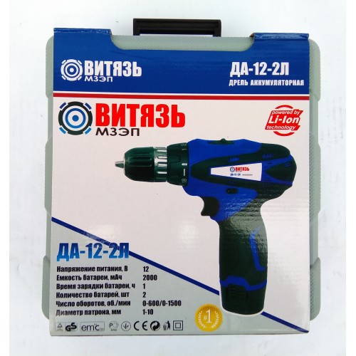 Шуруповерт аккумуляторный Витязь ДА-12/2 Li
